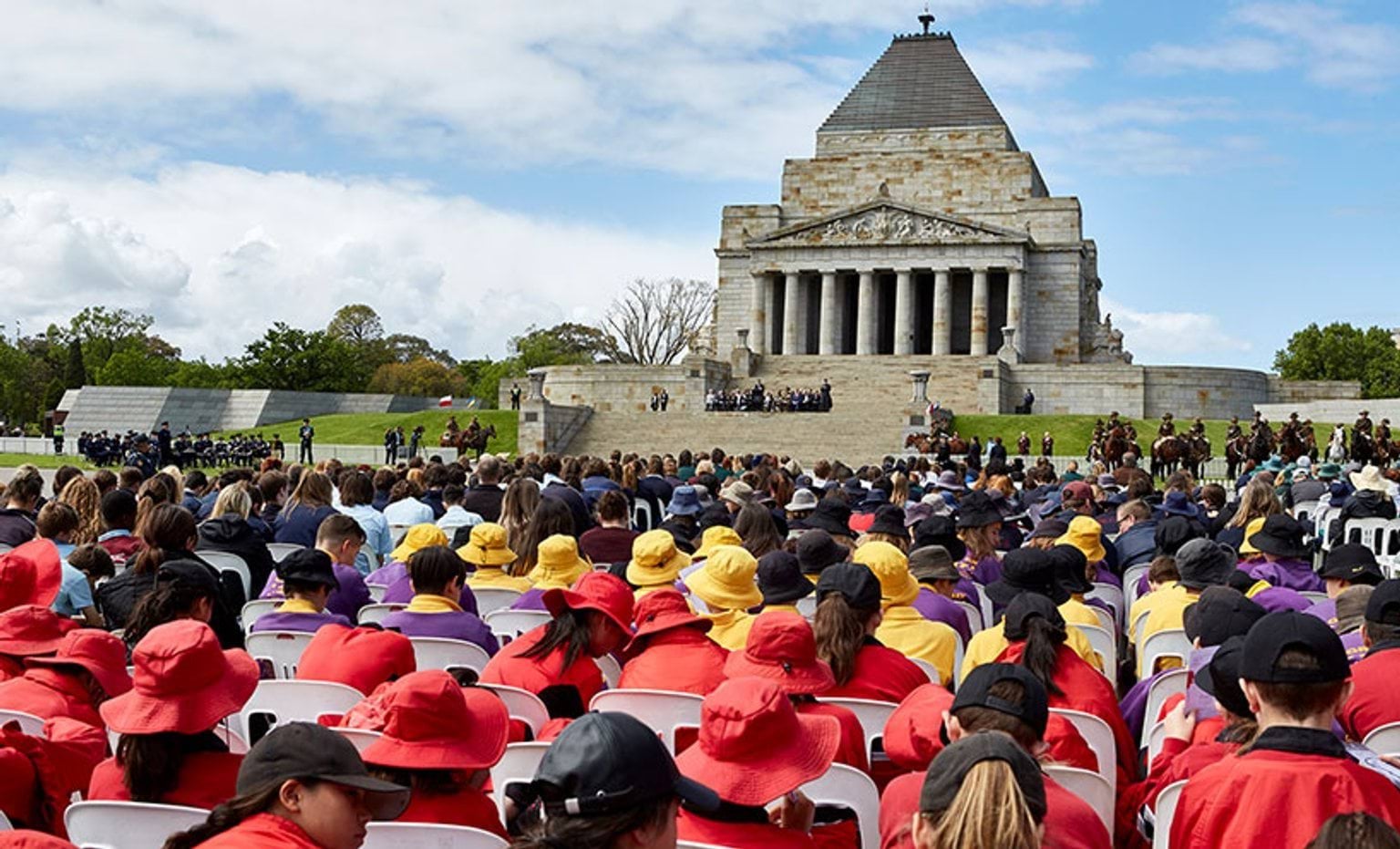 Students at the Shrine of Remembrance Students attend the centenary of the Battle of Beersheba service at the Shrine of Remembrance