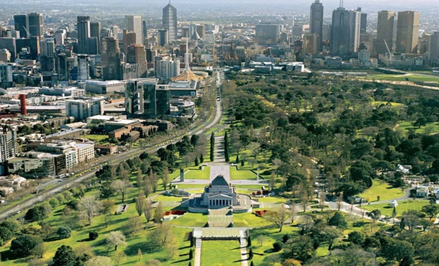 Aerial of the Shrine Reserve Aerial view of the Shrine Reserve