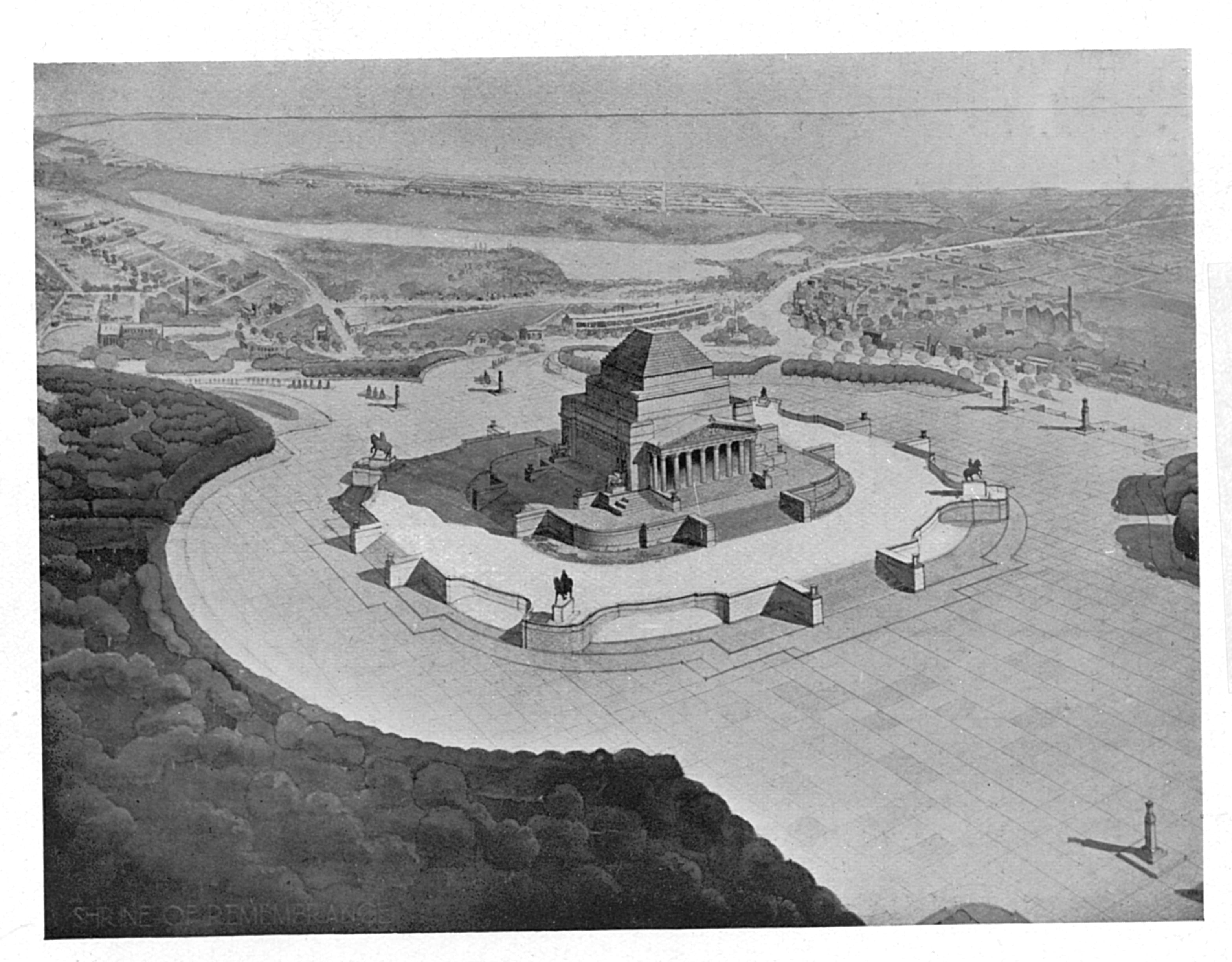 Original draft drawing of the Shrine of Remembrance, Melbourne