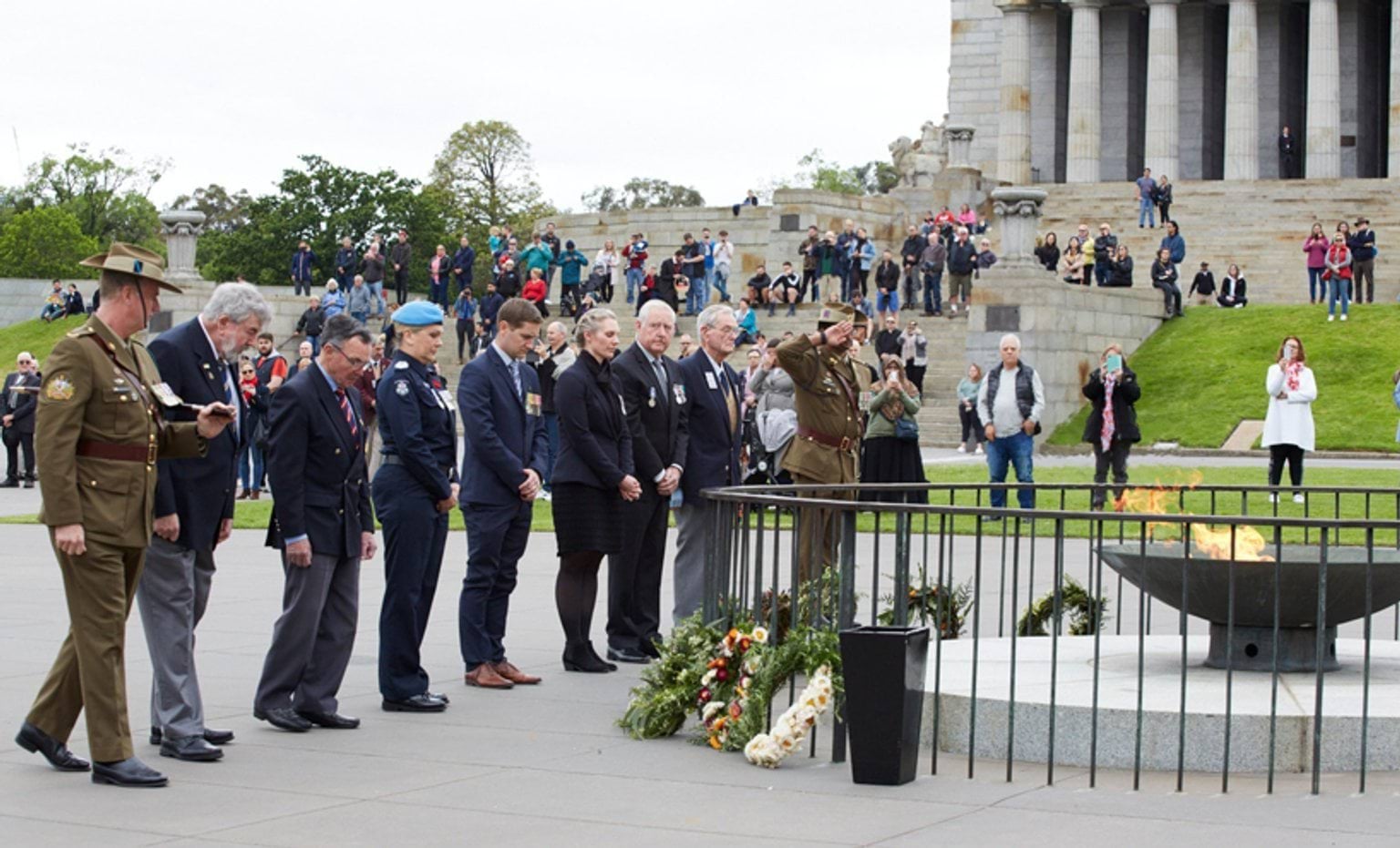 Shrine Last Post Service Veterans laying a wreath