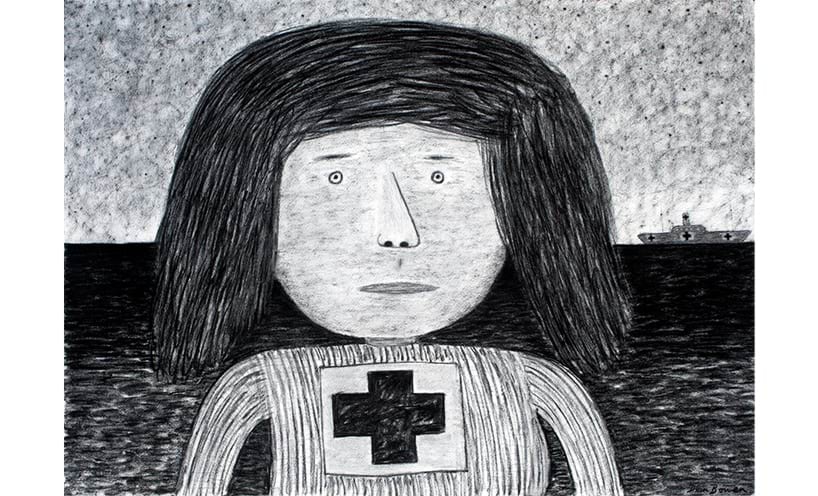 Dean Bowen's charcoal drawing of a nurse.