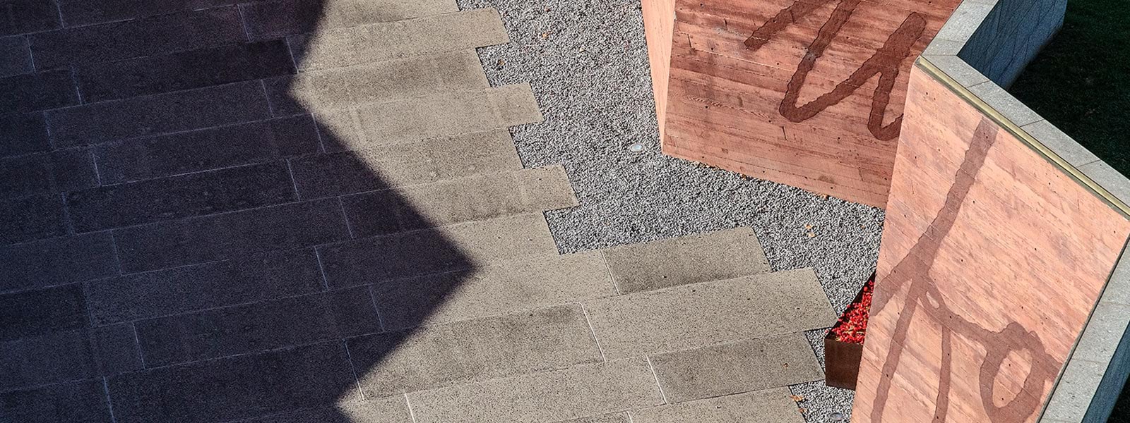 Aerial view of the Shrine's Visitor Centre Courtyard