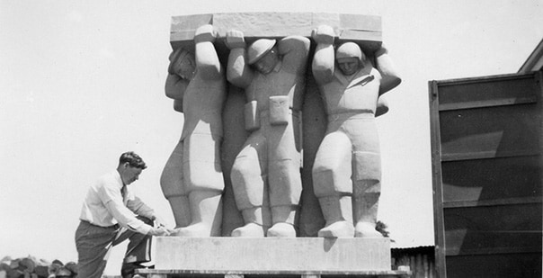 Sculpting the cenotaph 1953 Stanley Hammond and Max Lyle Shrine of Remembrance Collection 