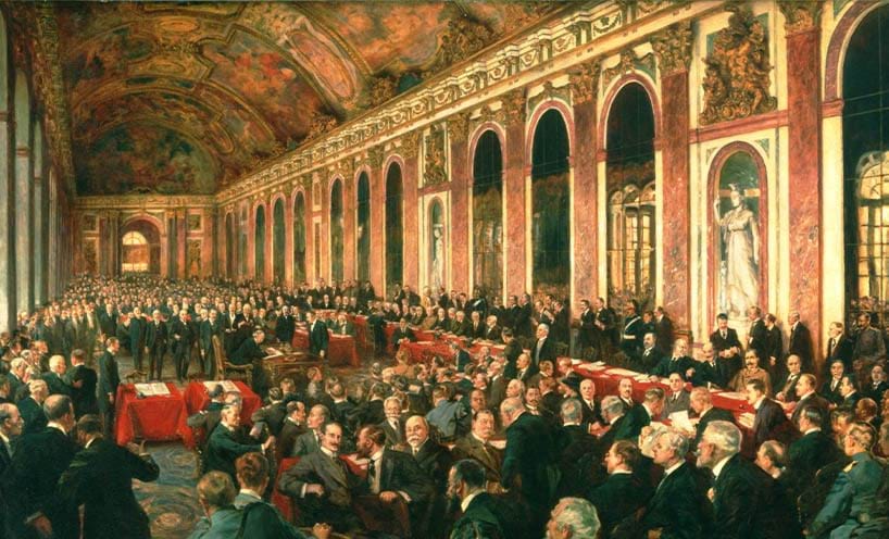 Signing ceremony of the peace treaty 1919 by artist Joseph Finnemore