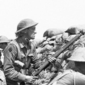 Soldier about to go over trench