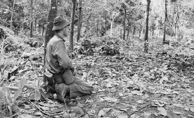 Second Lieutenant David Sabben in the rubber plantation on the morning after the battle of Long Tan