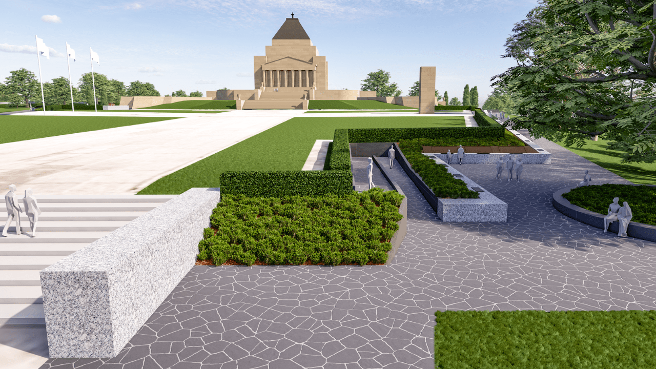 Render of Enhanced Second World War Memorial Forecourt and Walkway